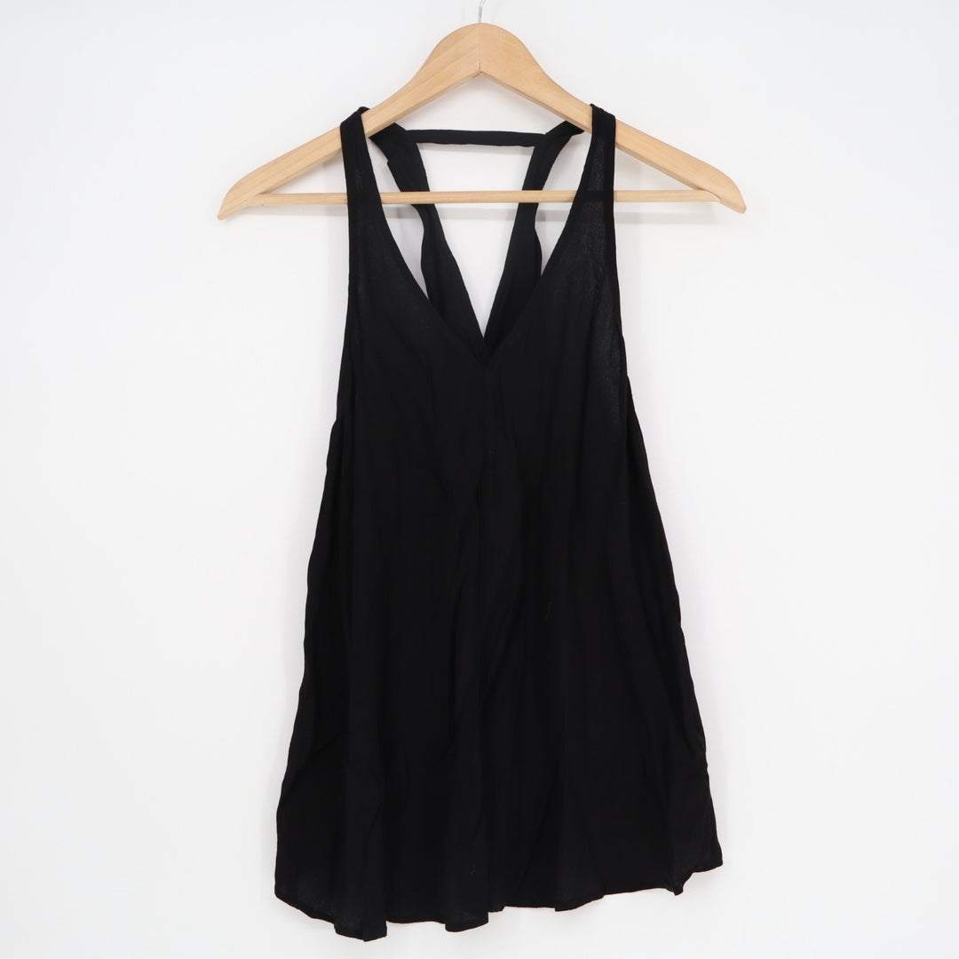 Silence + Noise Tank Top Women Medium Black Criss Cross Back Sleeveless Pullover
