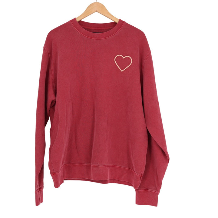 American Giant French Terry Sweatshirt Unisex Large Red Cotton Valentine's Day