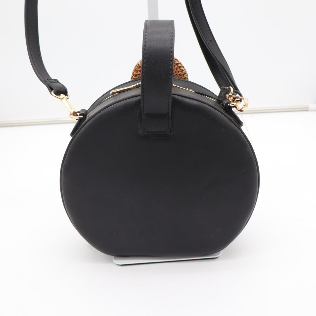 Francesca's Urban Expressions Round Cante Black Crossbody Bag Woven Buckle NEW