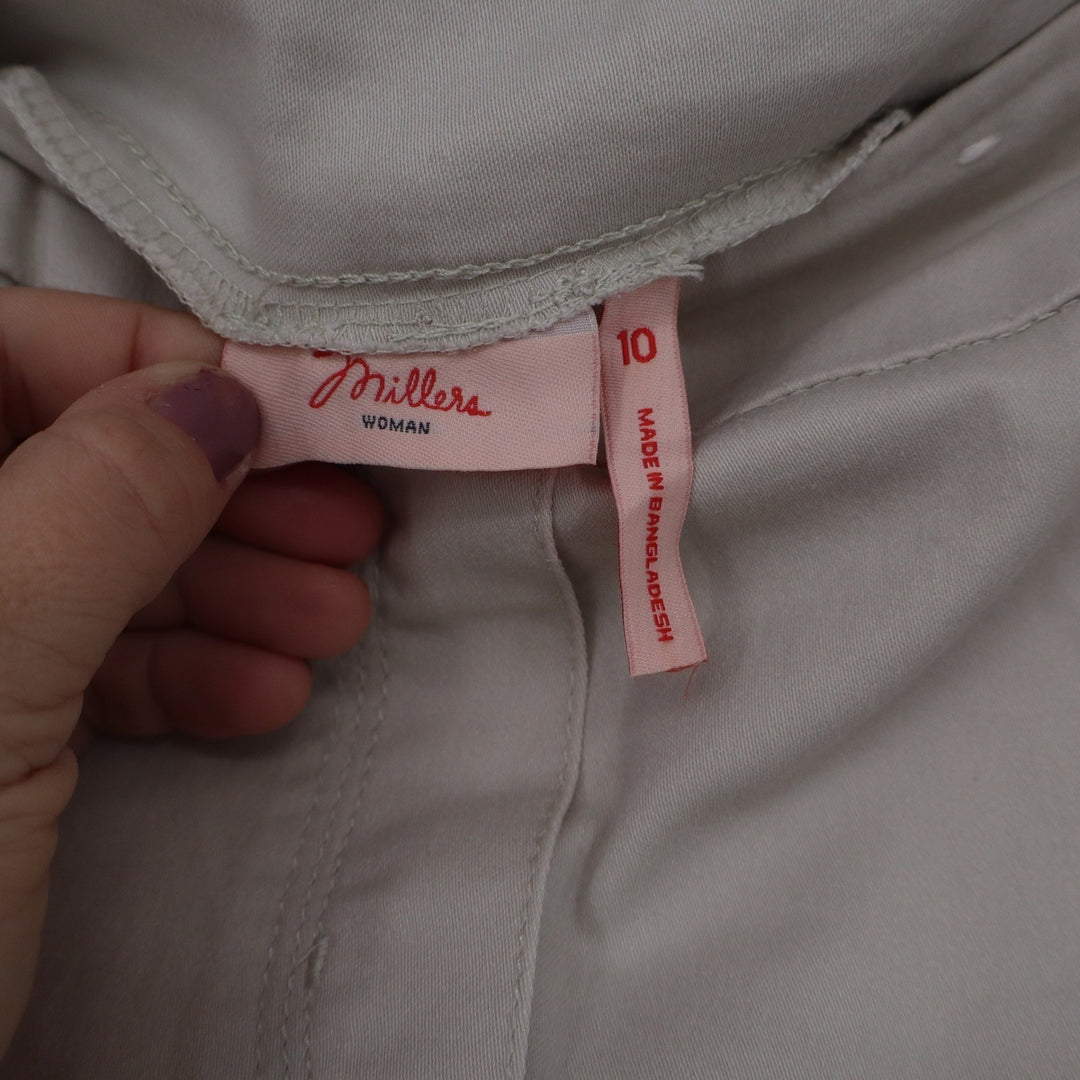 Millers Woman Beige Pull On Bengaline Slim Leg Pants Size 10 Sand Stretch Cotton