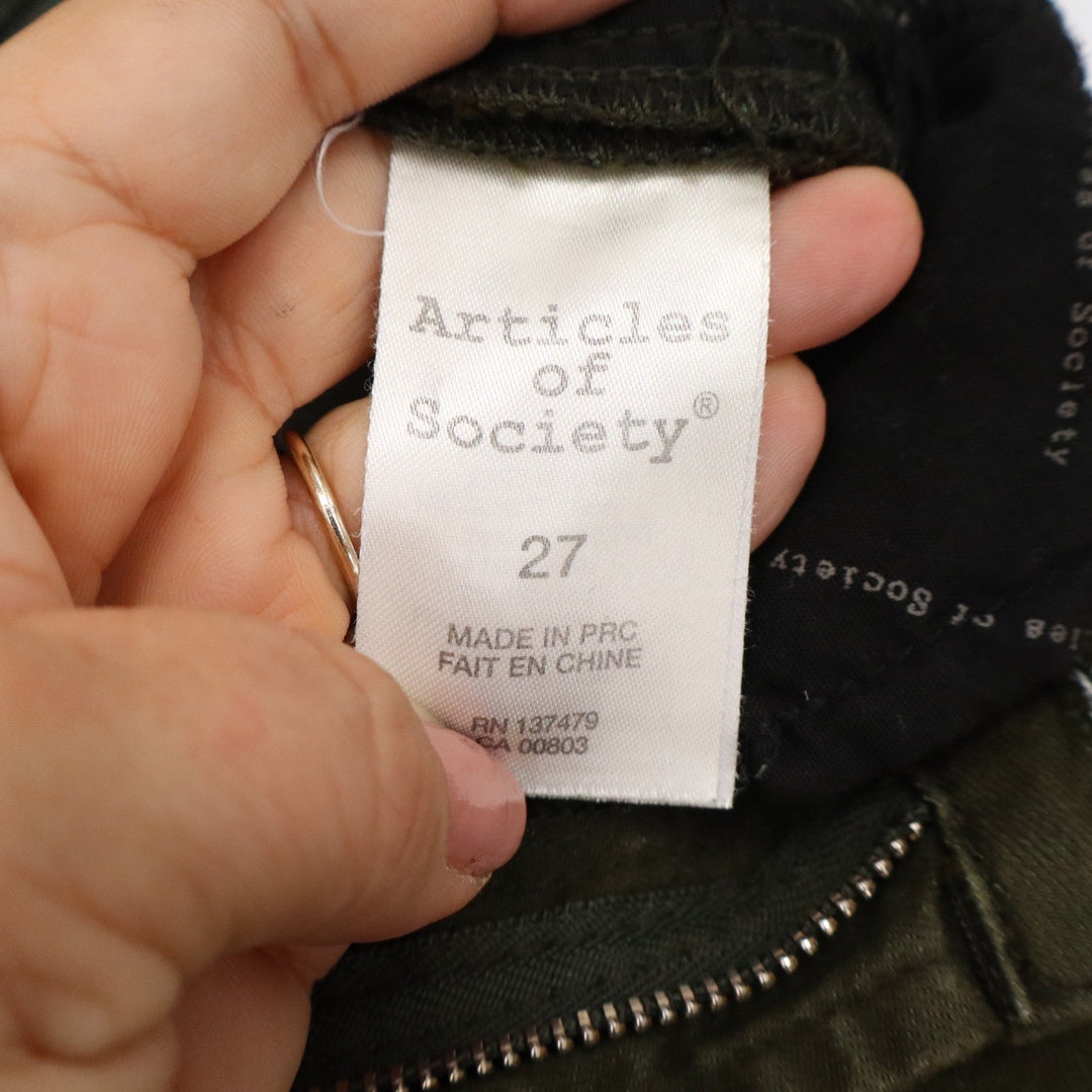 Articles of Society Olive Green Raw Hem Skinny Jeans Size 27
