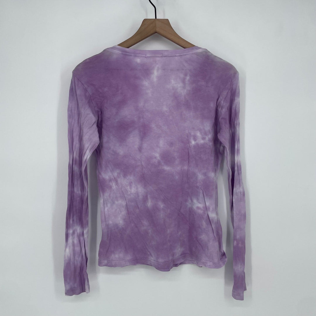 SUNDRY Purple Tie Dye Long Sleeve Scoop Neck Top Shirt Size 0