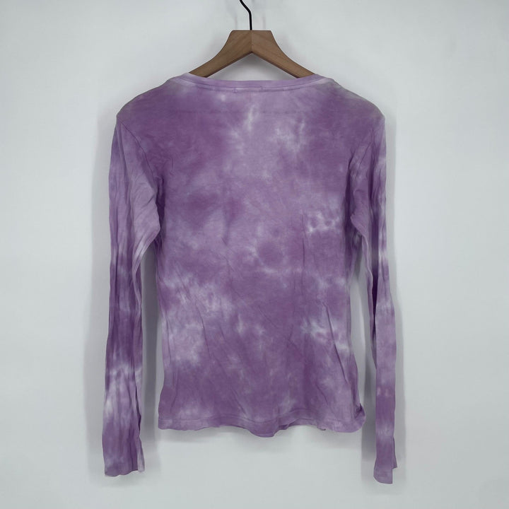 SUNDRY Purple Tie Dye Long Sleeve Scoop Neck Top Shirt Size 0