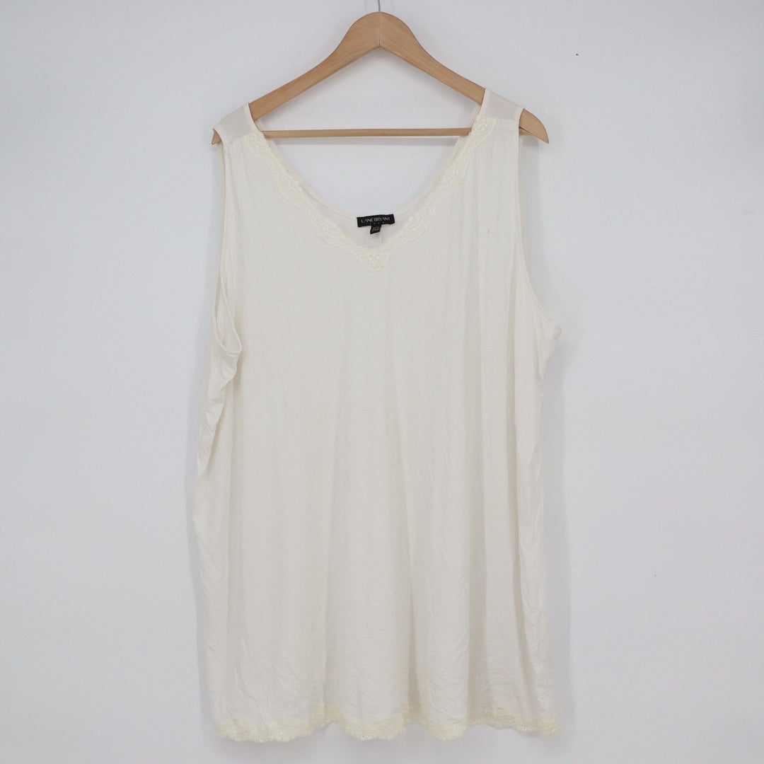 Lane Bryant Womens Cream Lace Trim V-Neck Sleeveless Tank Top Plus Size 26/28