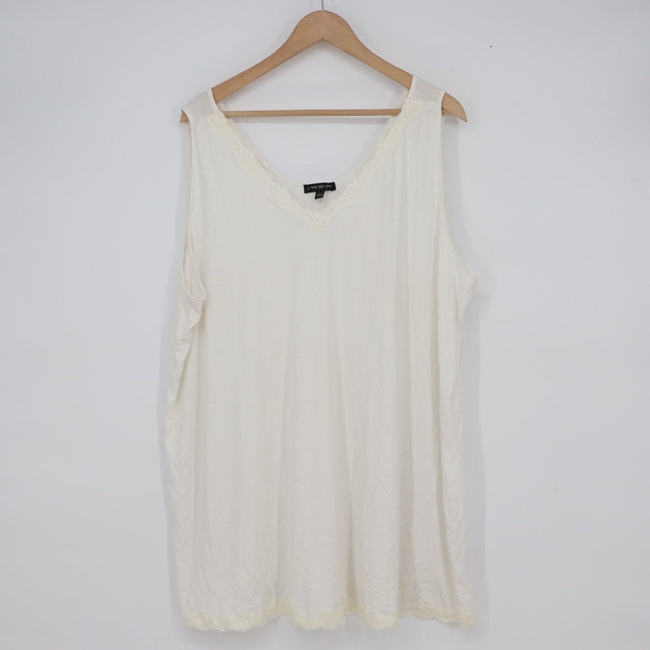 Lane Bryant Womens Cream Lace Trim V-Neck Sleeveless Tank Top Plus Size 26/28