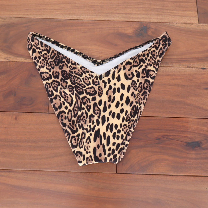 ASOS DESIGN Leopard Print Bikini Bottoms High Cut Cheeky Swimwear Size 8