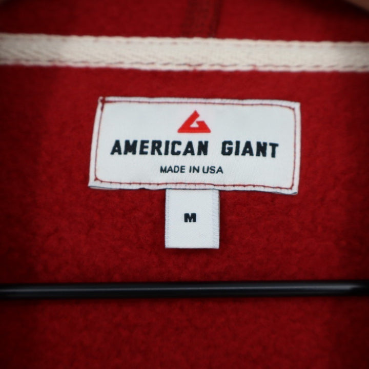 American Giant Midweight Hoodie Womens Medium Red Cotton Fleece Kangaroo Pocket