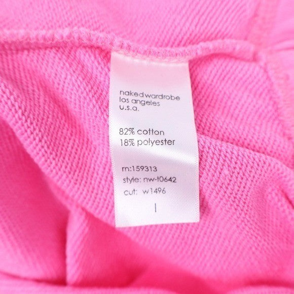 Naked Wardrobe Womens Cropped Hoodie Hot Pink Size L