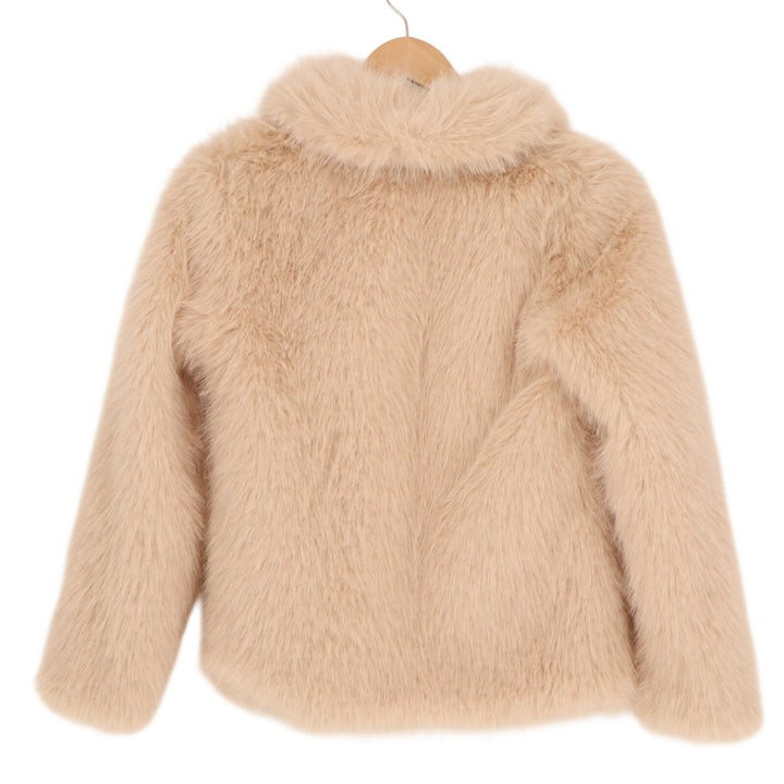 RSQ Faux Fur Jacket Womens Large Beige Lined Shawl Collar Snap Front Winter