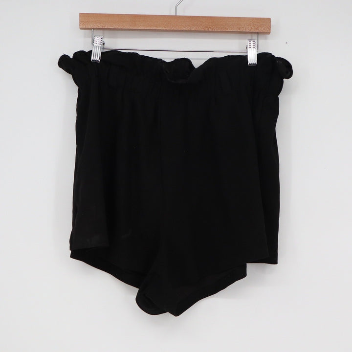 SHEIN Curve Black Paperbag Waist High Rise Shorts Size 0XL Plus