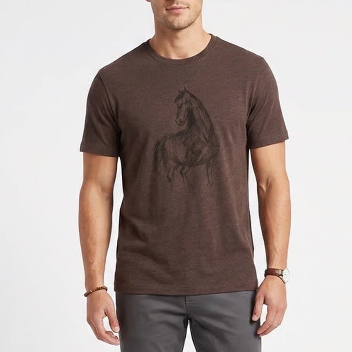 Banana Republic Mens Brown Horse Graphic Premium Wash T-Shirt Size M