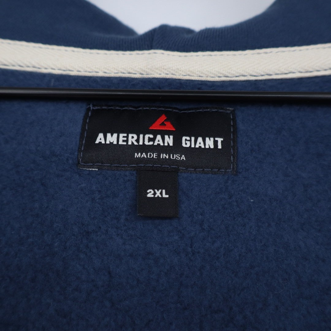 American Giant Hoodie Mens 2XL Blue Full Zip Fleece Cotton Logo Outdoor Casual