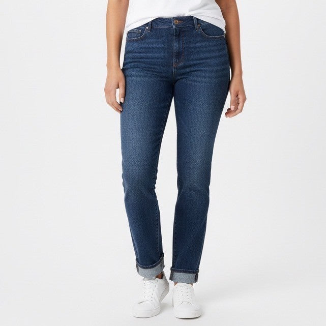 Chico's So Slimming Girlfriend Slim Leg Ankle Jeans Women 14R Blue Denim Outdoor