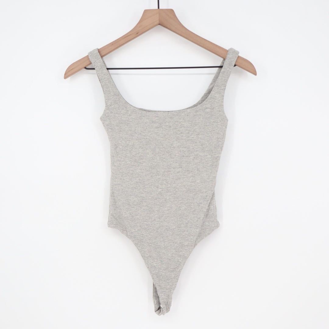 Naked Wardrobe Heather Gray Scoop Neck Tank Bodysuit Size M