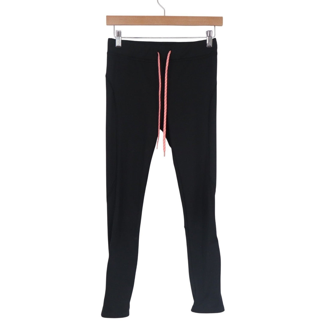 Forever 21 Active Womens Black Leggings Coral Drawstring Zipper Ankle Size S