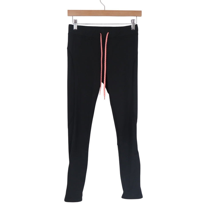 Forever 21 Active Womens Black Leggings Coral Drawstring Zipper Ankle Size S