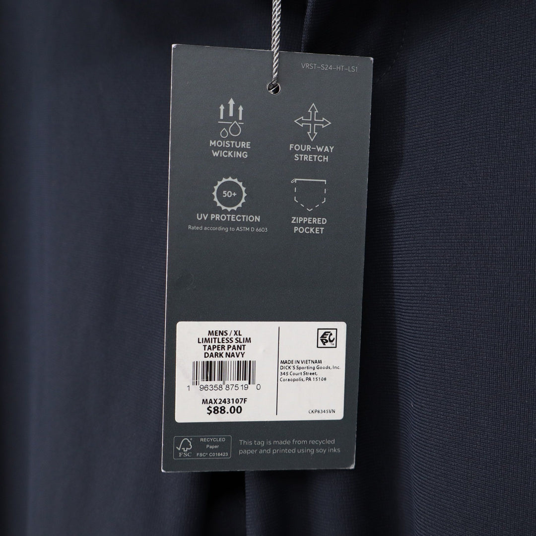 VRST Mens Limitless Slim Taper Pant Dark Navy Blue XL Stretch NEW