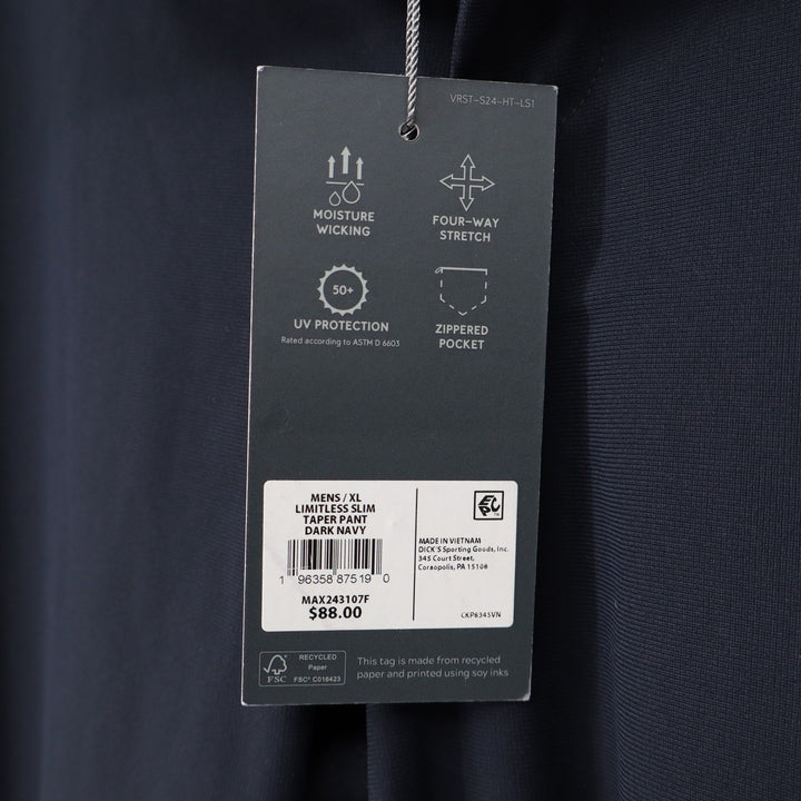 VRST Mens Limitless Slim Taper Pant Dark Navy Blue XL Stretch NEW