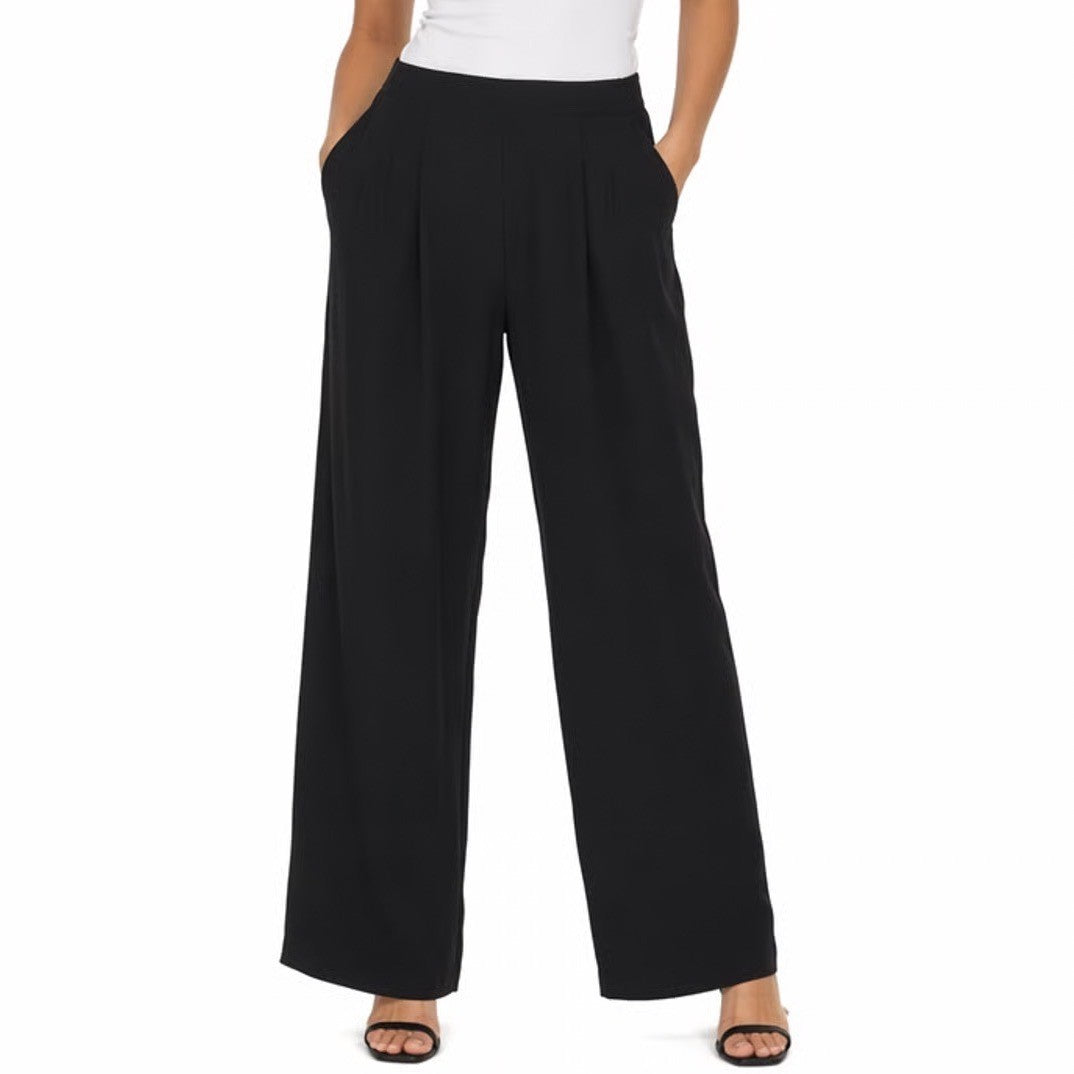 Athleta Track Pants Womens Small Black Stretch Slash Pockets Drawstring Wide Leg