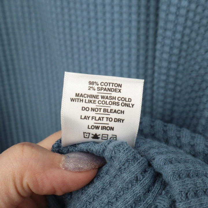 American Giant T-Shirt Mens XL Bluefin Waffle Knit Cotton Stretch Long Sleeve