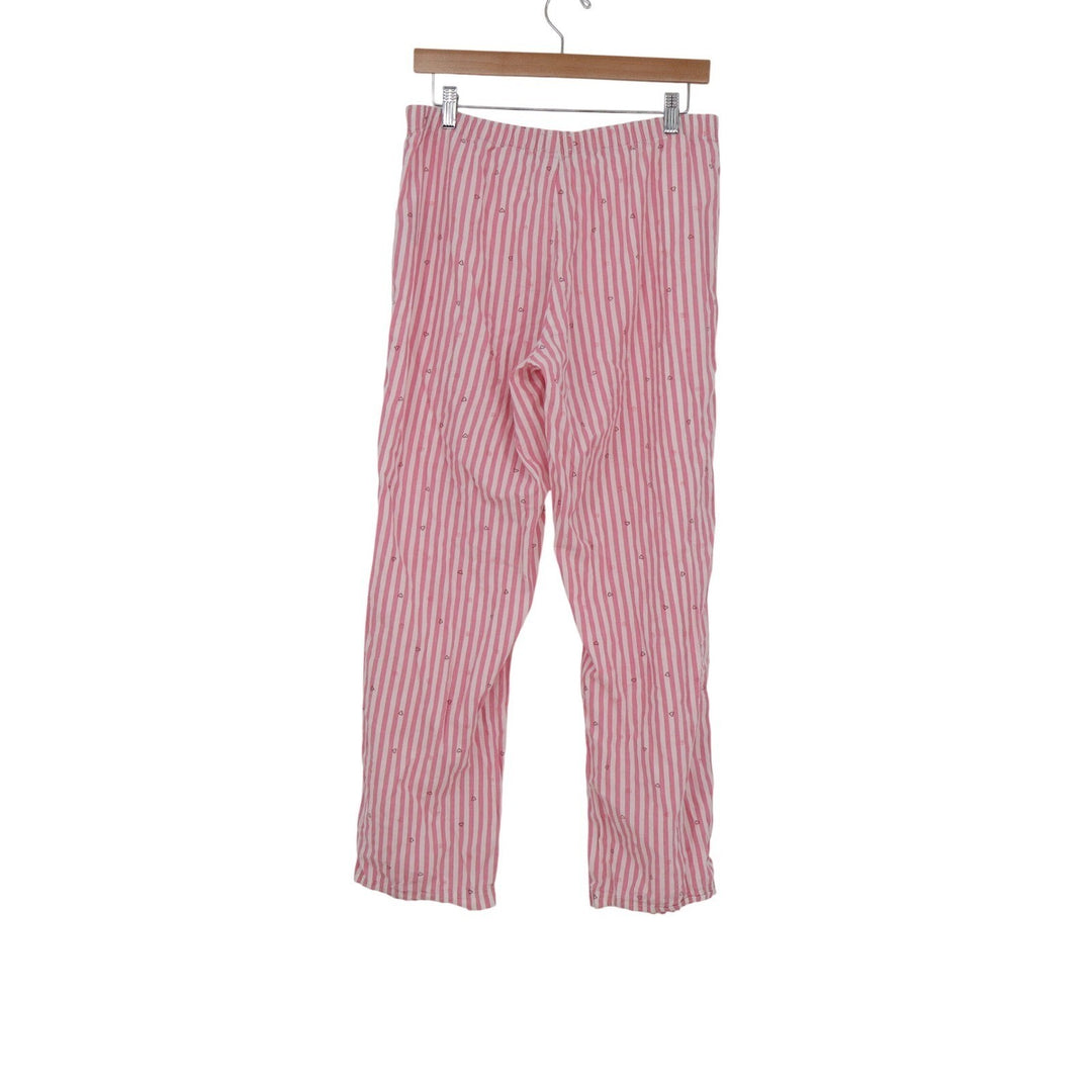 Love by Gap Pink White Striped Heart Peace Sign Cotton Pajama Pants Women's