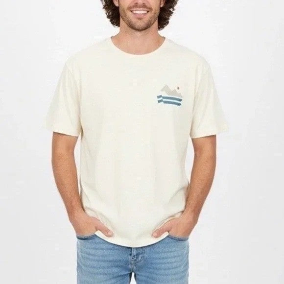 Allbirds Birdscape T-Shirt Mens 2XL Cream Cotton Crew Neck Short Sleeve Outdoor