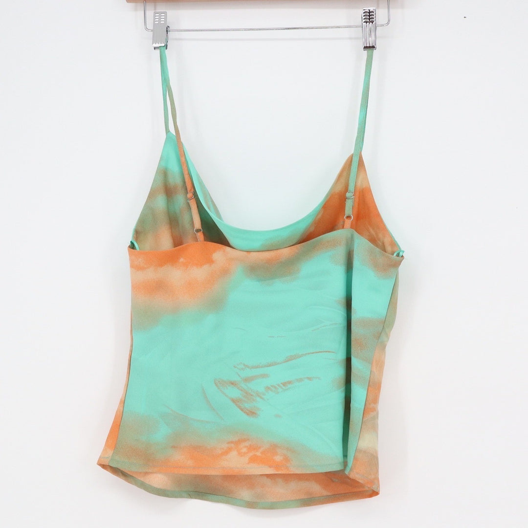 Milk & Honey Mint Orange Abstract Cowl Neck Camisole Top Size M