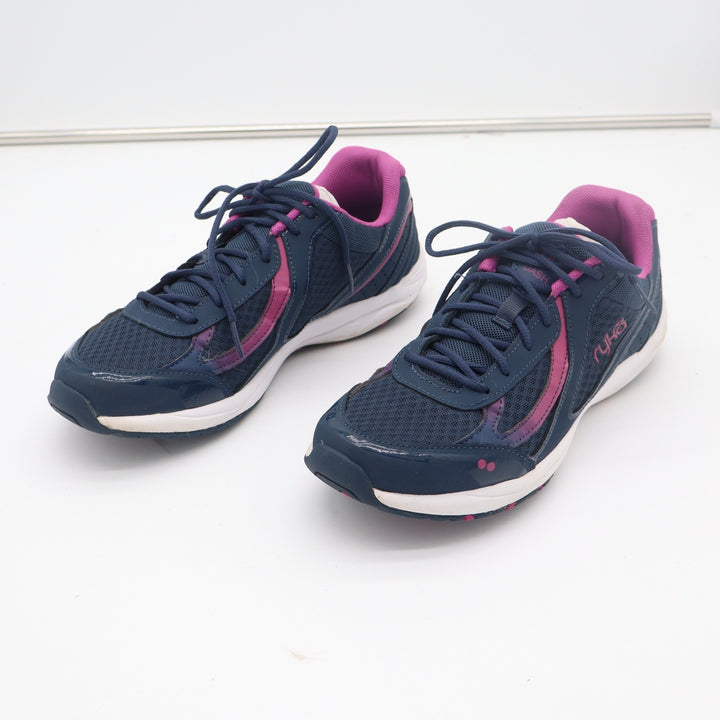 Ryka Dash 3 Womens Walking Shoes Navy Blue Pink Mesh Leather Sneakers 10M