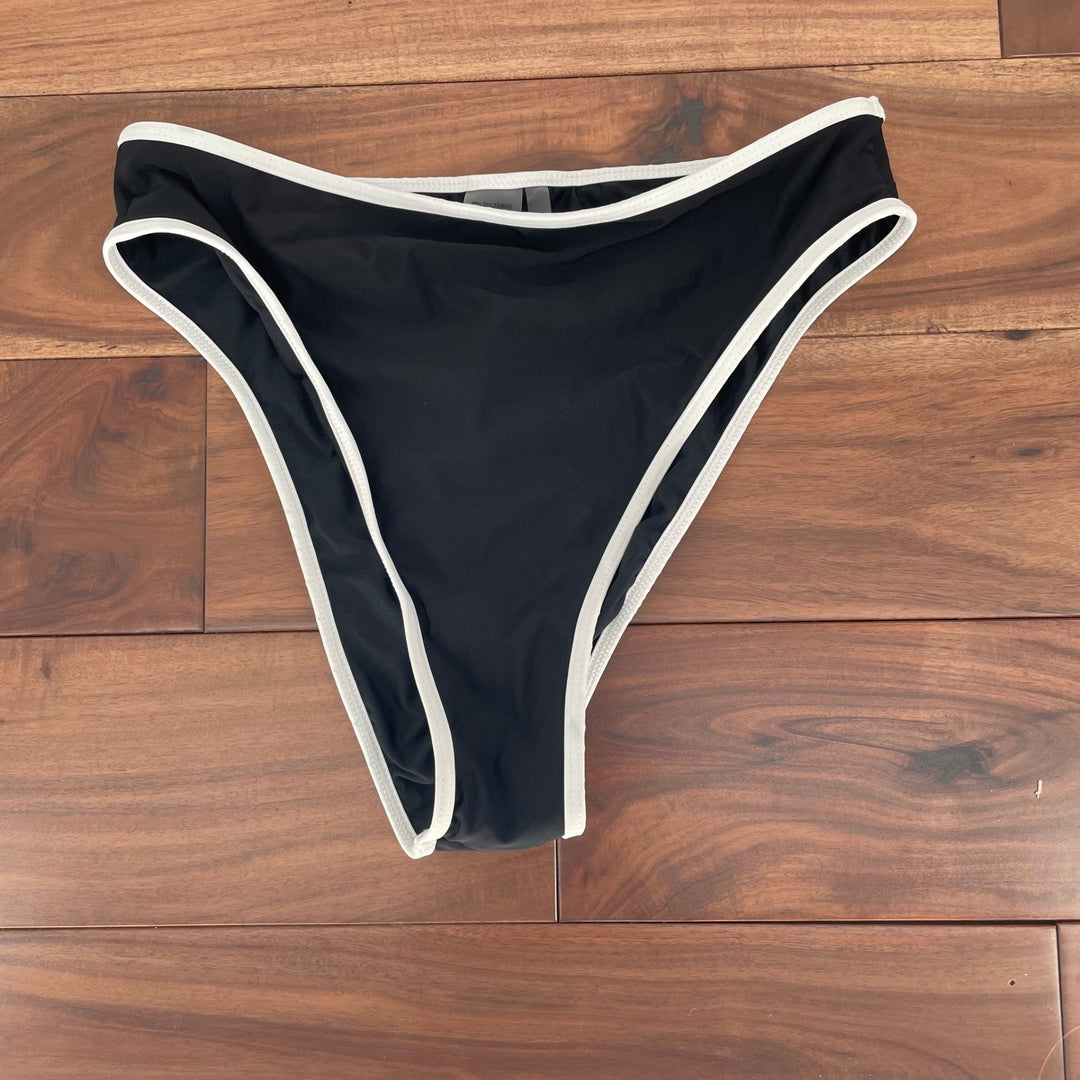 Lulus Parker Black and White High-Waisted Bikini Bottoms Size M