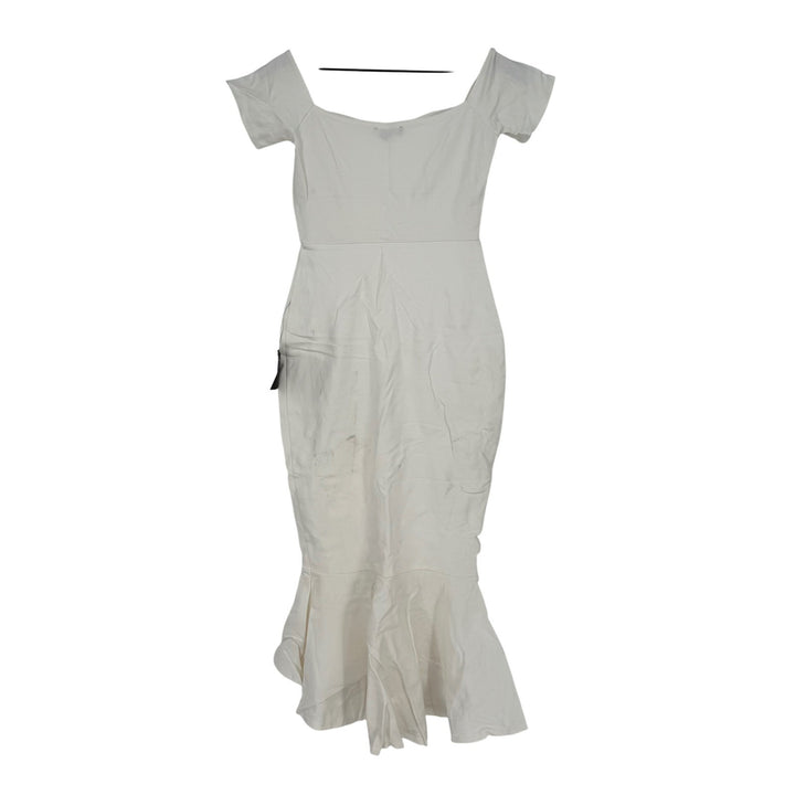 Lulus How Much I Care Ivory Off-The-Shoulder Midi Dress Size S