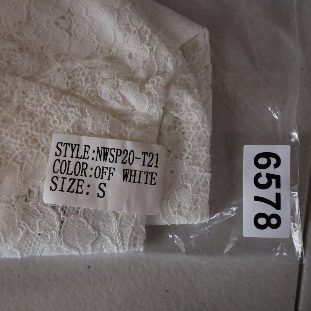 Naked Wardrobe Off White Lace Ruffle Crop Top Size Small