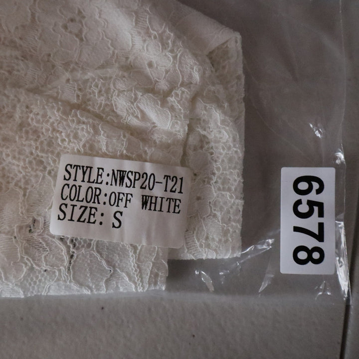 Naked Wardrobe Off White Lace Ruffle Crop Top Size Small
