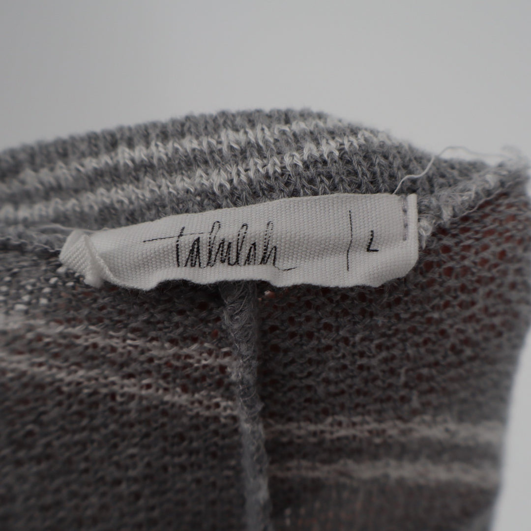 Talulah Dolman T Shirt Womens Large Gray White Striped Stretch V-Neck Side Slit