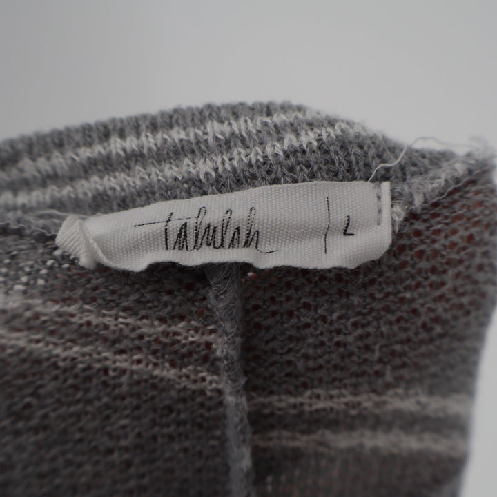 Talulah Dolman T Shirt Womens Large Gray White Striped Stretch V-Neck Side Slit