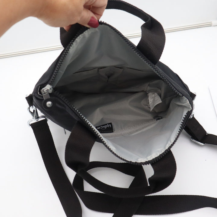 Kipling Asseni Mini Tote Bag Black Noir Nylon Crossbody Handbag