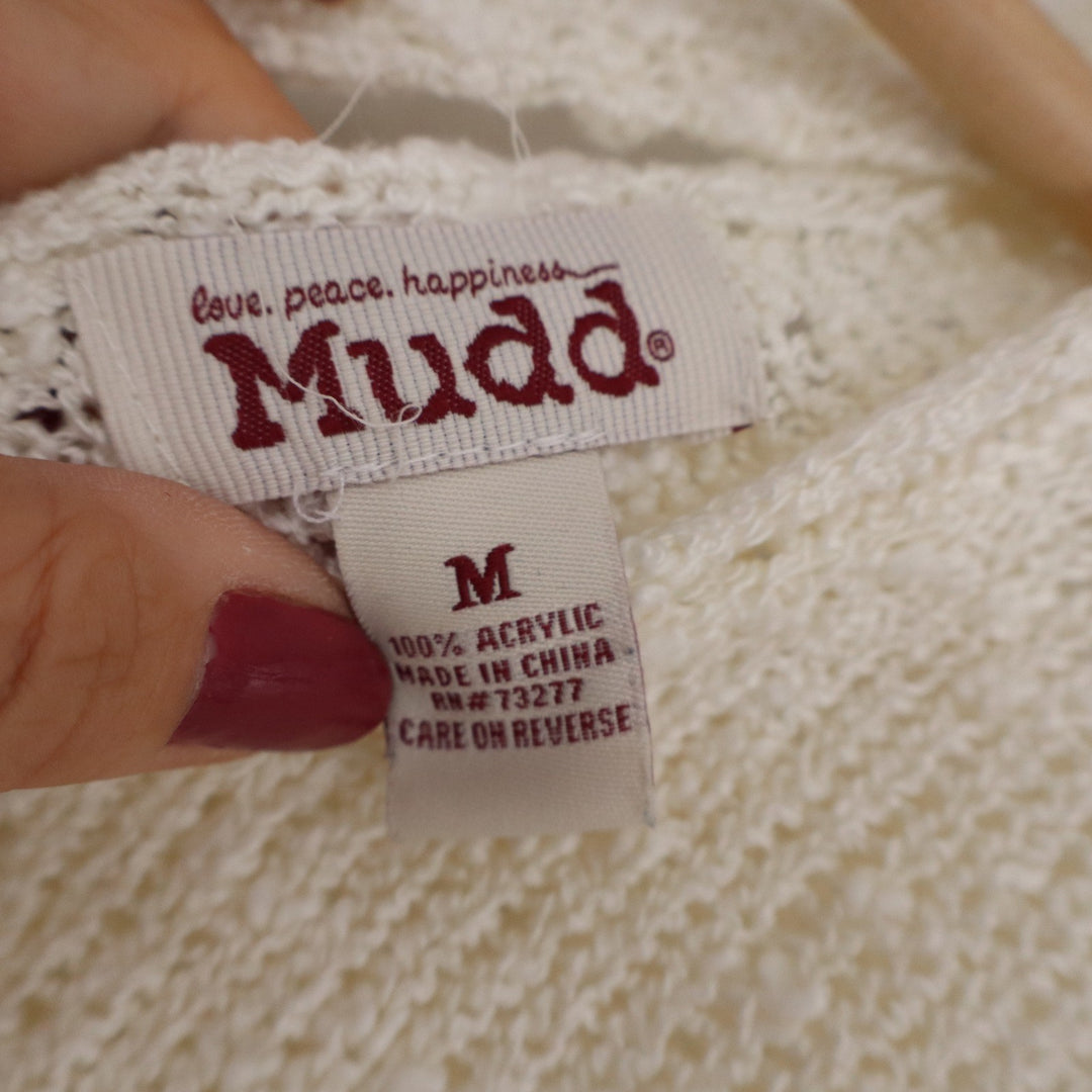 Mudd Womens Cream Open Knit Criss Cross Back Pullover Sweater Medium