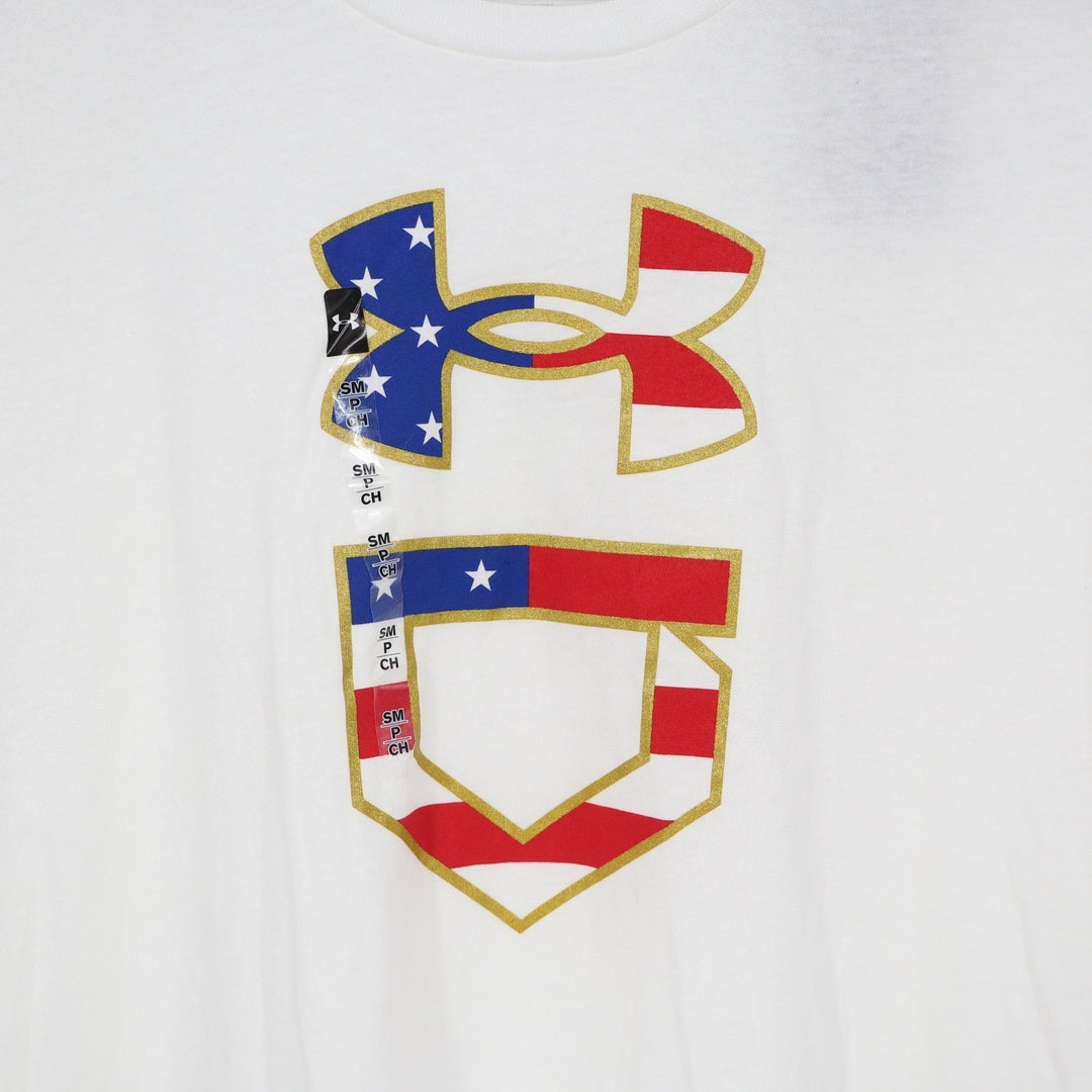 Under Armour Mens Freedom Baseball USA Icon T-Shirt White Small NWT