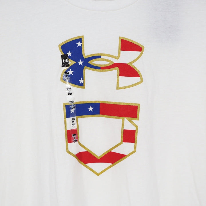 Under Armour Mens Freedom Baseball USA Icon T-Shirt White Small NWT