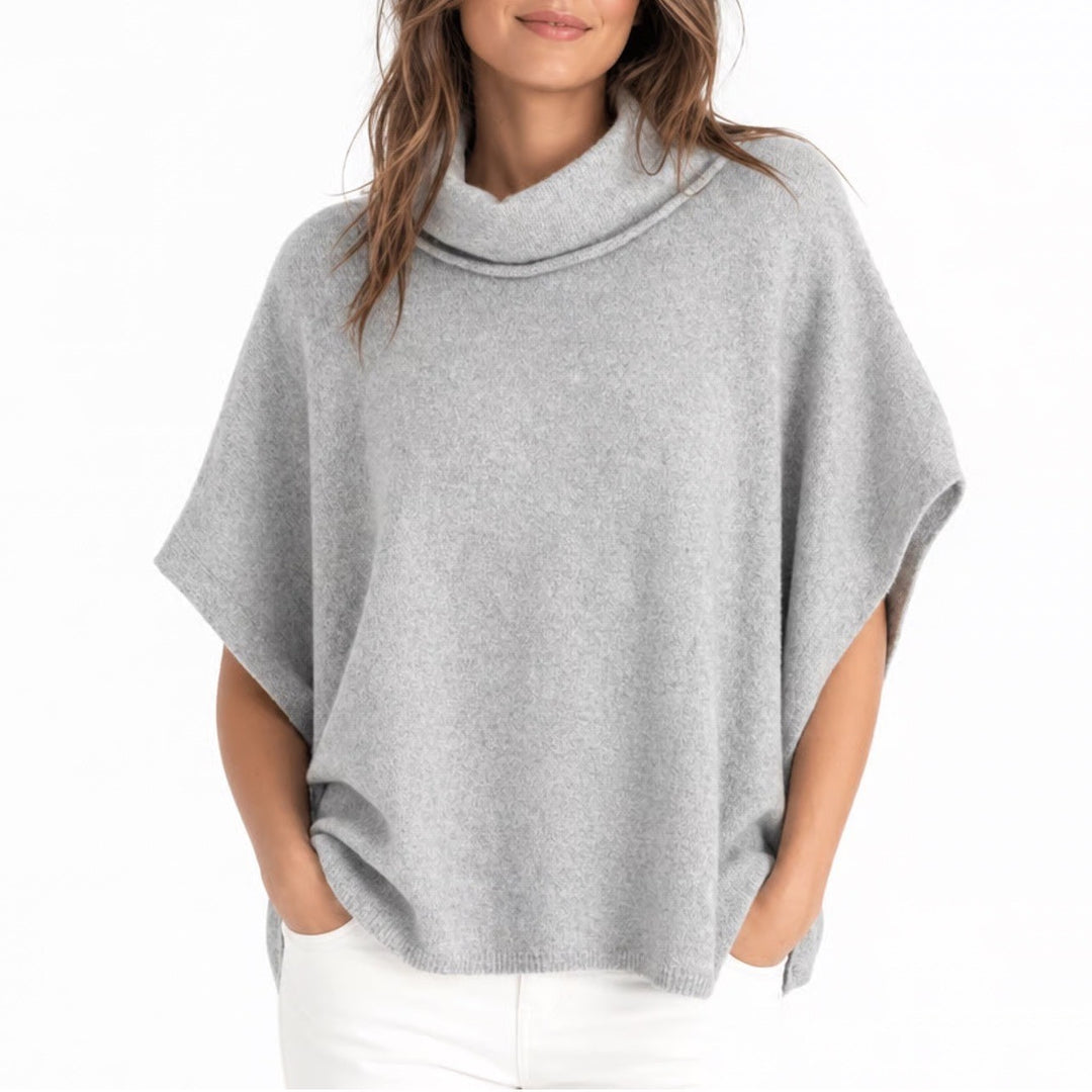 Cicy Bell Sweater Womens L Heather Gray Stretch Turtleneck Sleeveless Pullover