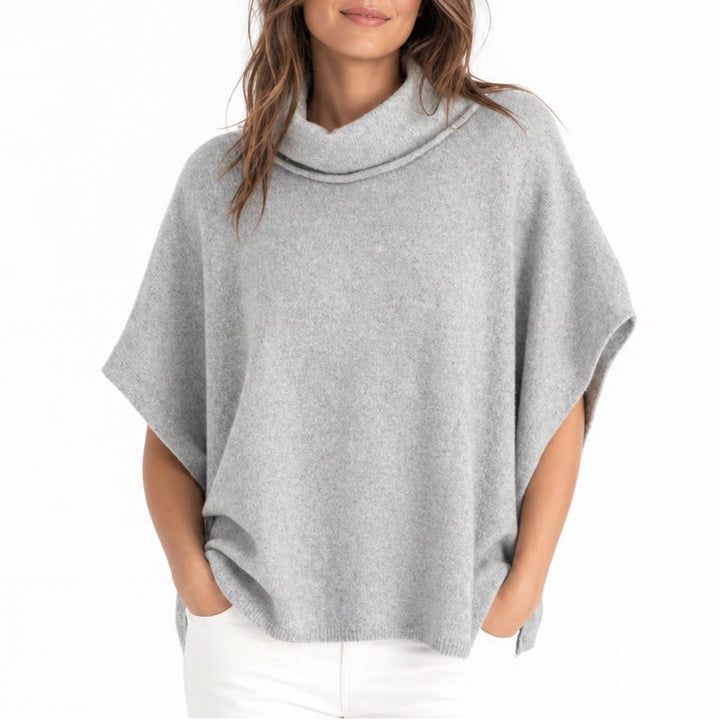 Cicy Bell Sweater Womens L Heather Gray Stretch Turtleneck Sleeveless Pullover