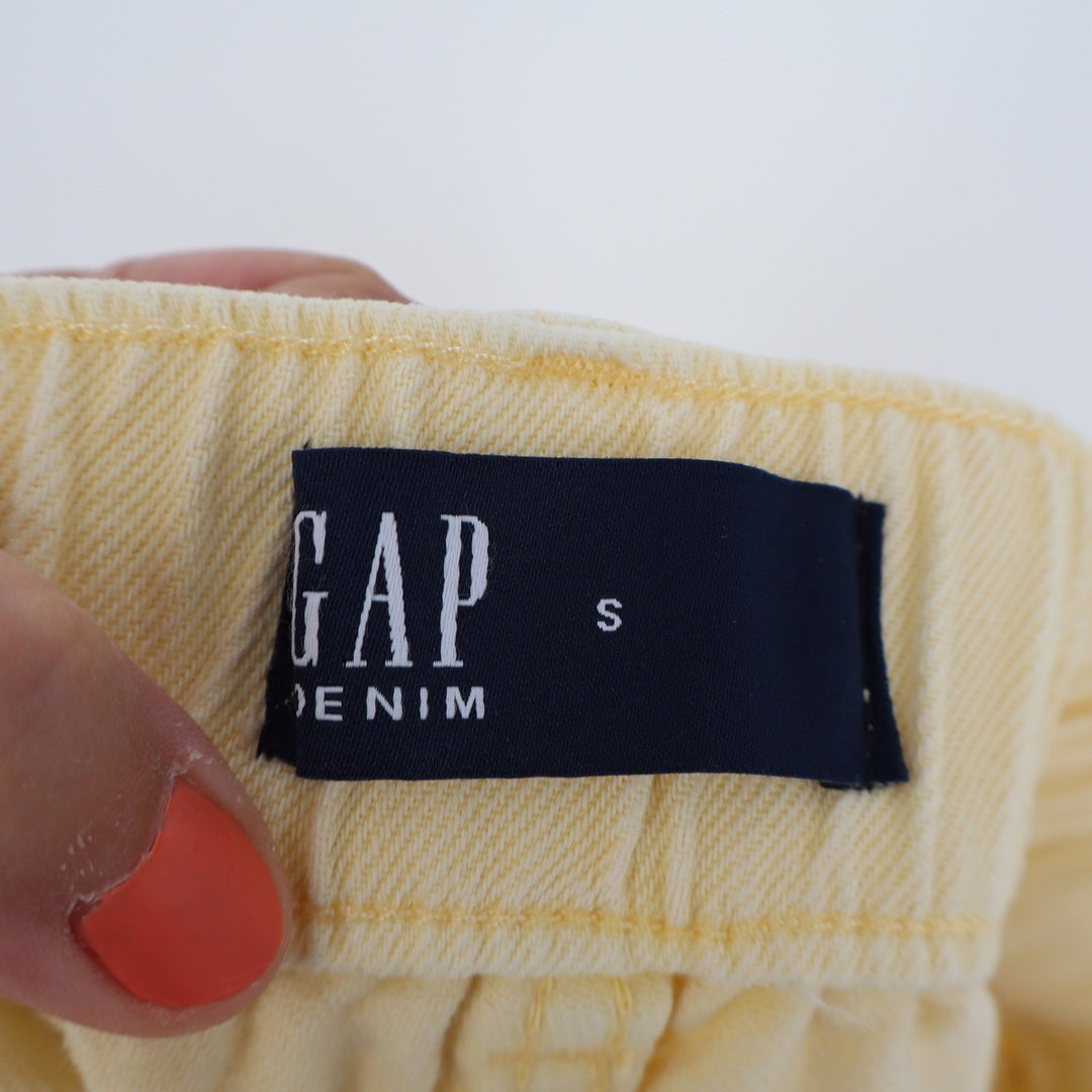 GAP Denim Yellow Utility Shorts High Rise Elastic Waist Womens Size Small Petite