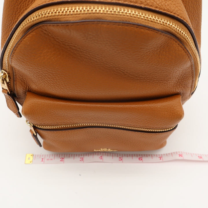 Coach Mini Charlie Womens Backpack Saddle Brown Pebbled Leather Padded Strap Bag