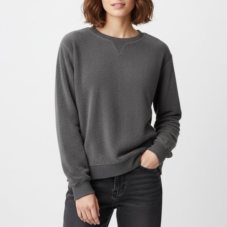 No Boundaries Sweatshirt Womens L (15-17) Gray Fleece Rayon Ribbed Hem Crew Neck