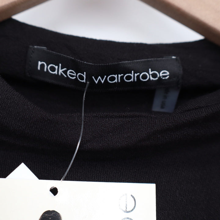 Naked Wardrobe Black Mock Neck Long Sleeve Mini Bodycon Dress 1X