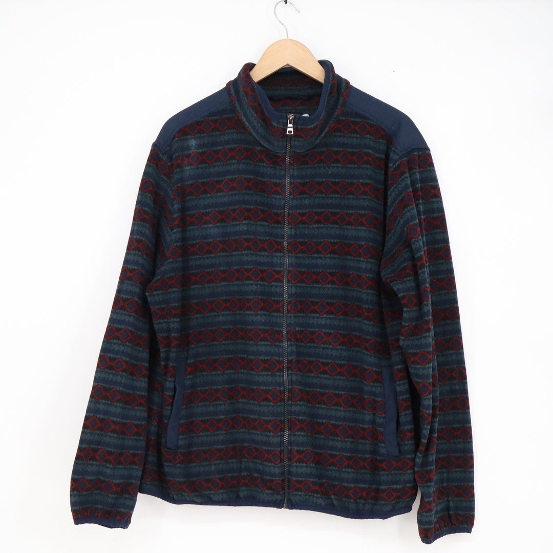 Original Use Mens XL Full Zip Fleece Jacket Navy Red Geometric Southwestern