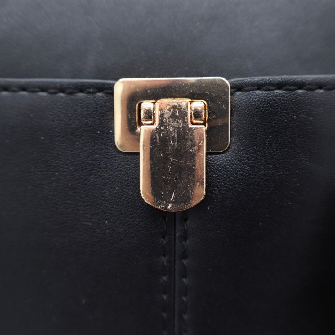 Target Black Faux Leather Satchel Crossbody Handbag Gold Hardware