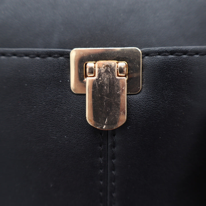 Target Black Faux Leather Satchel Crossbody Handbag Gold Hardware