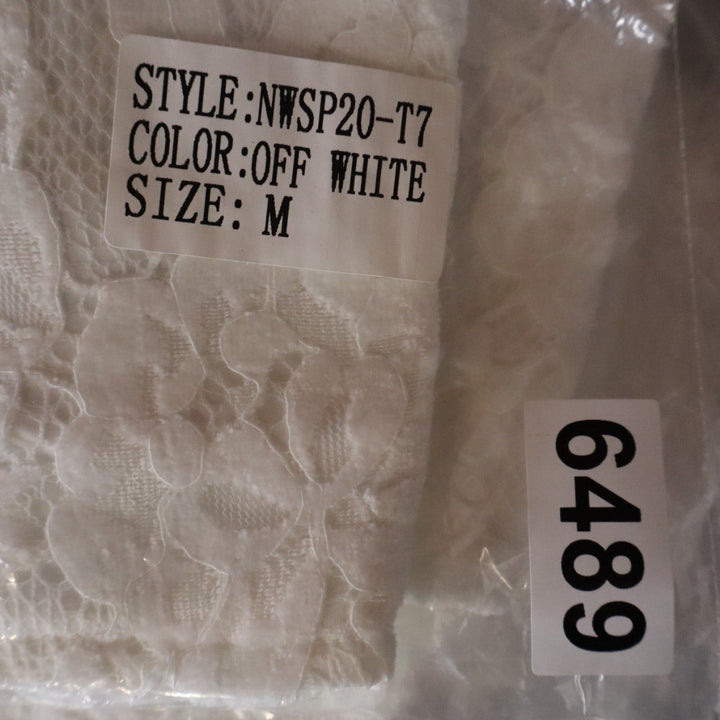 Naked Wardrobe Off White Floral Lace Bustier Crop Top Sweetheart Strapless M