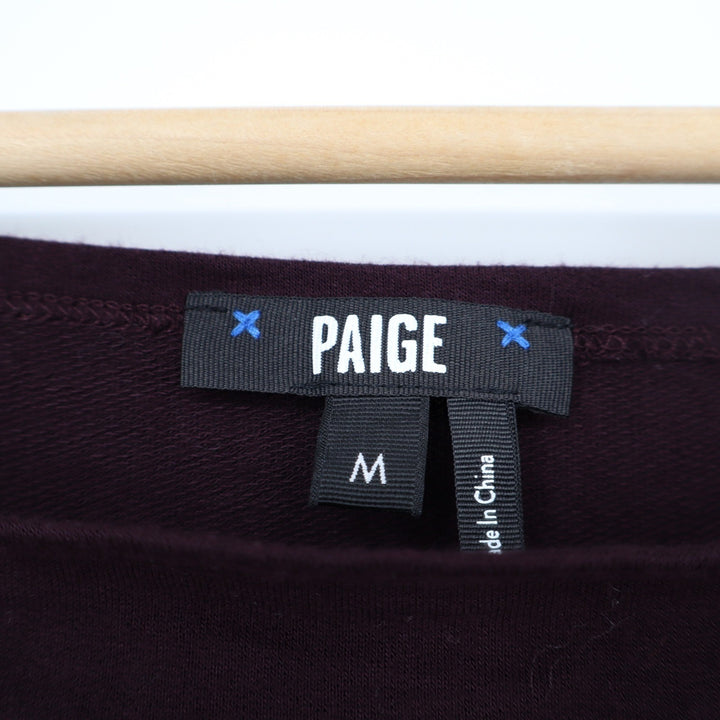 Paige Womens Long Sleeve Boat Neck Bodysuit Burgundy Purple Size M