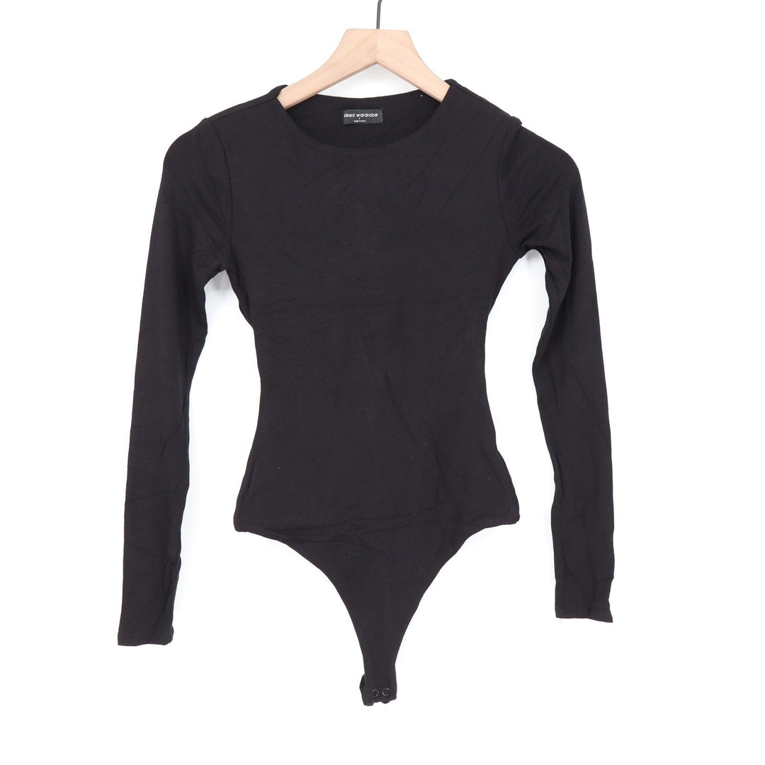 Naked Wardrobe Black Open Back Long Sleeve Bodice Medium
